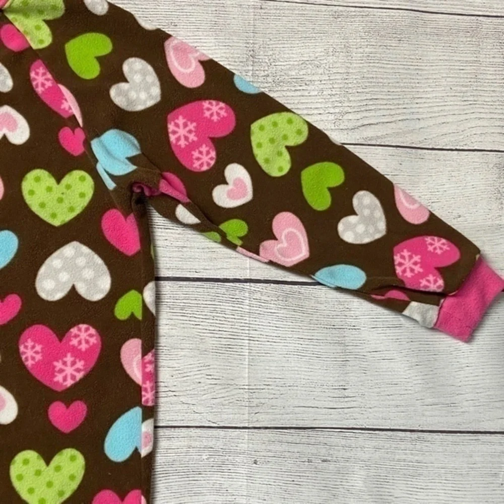 Child of Mine Pajamas Toddler Girls Size 5T Heart Print Fleece Footie PJs